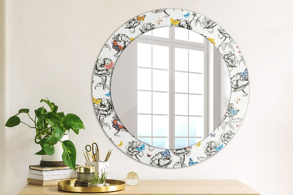 Round printed mirror Butterfly