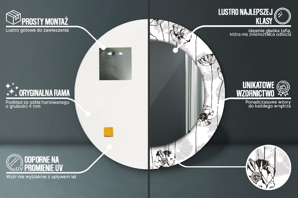 Round printed mirror Maki flowers