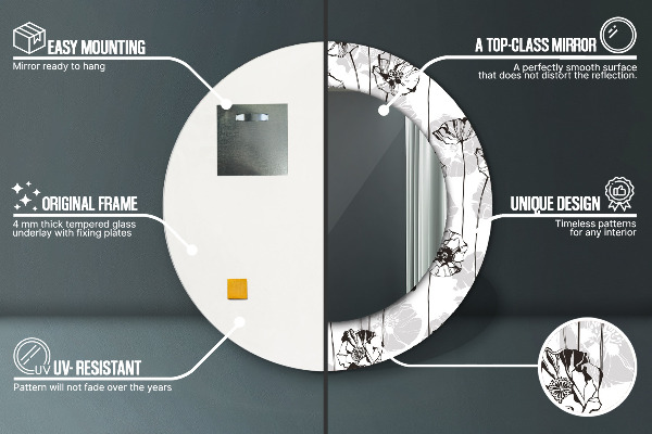 Round printed mirror Maki flowers