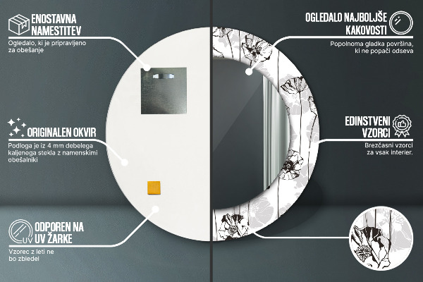 Round printed mirror Maki flowers