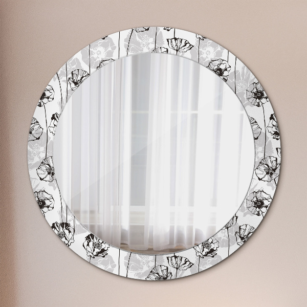 Round printed mirror Maki flowers