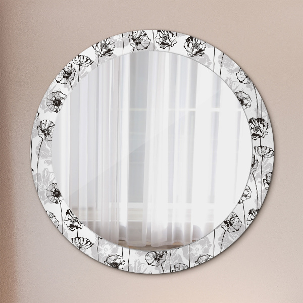 Round printed mirror Maki flowers
