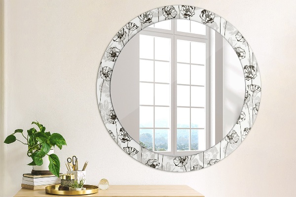 Round printed mirror Maki flowers