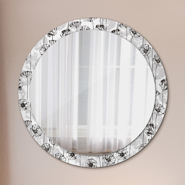 Round printed mirror Maki flowers