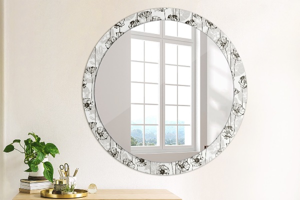 Round printed mirror Maki flowers