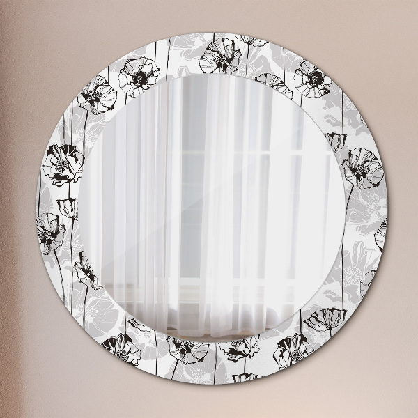 Round printed mirror Maki flowers
