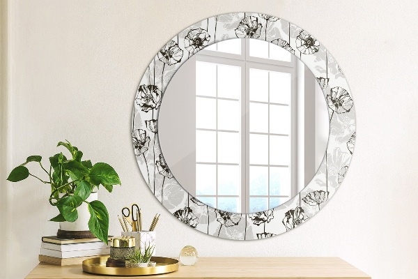Round printed mirror Maki flowers