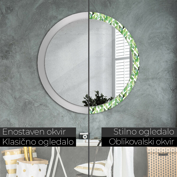Round printed mirror Herringbone