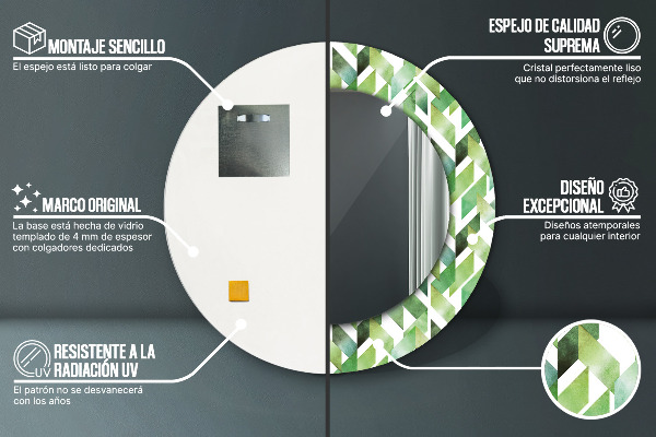 Round printed mirror Herringbone