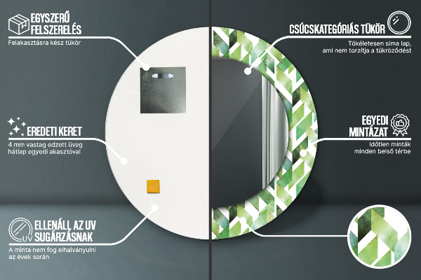 Round printed mirror Herringbone