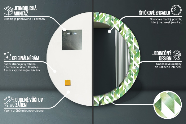 Round printed mirror Herringbone