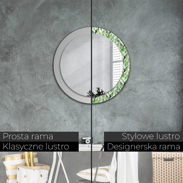 Round printed mirror Herringbone
