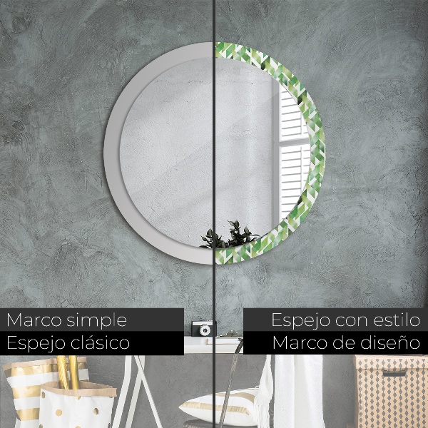 Round printed mirror Herringbone
