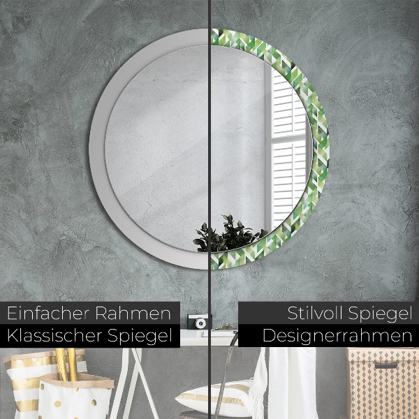 Round printed mirror Herringbone
