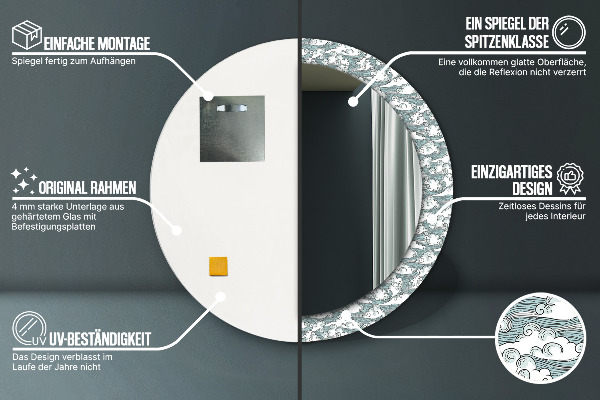 Round printed mirror Clouds