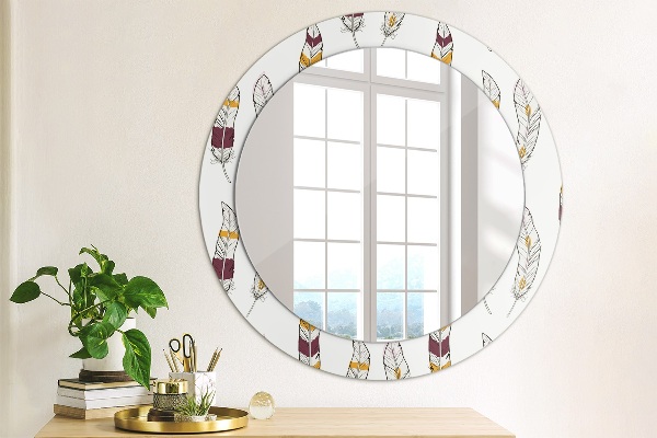 Round wall mirror decor Feathers