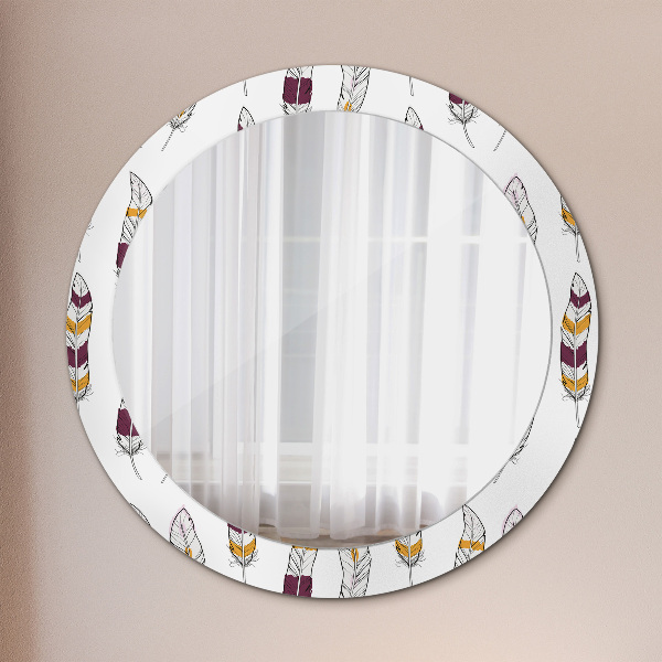 Round wall mirror decor Feathers