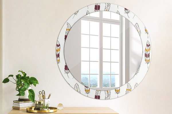 Round wall mirror decor Feathers