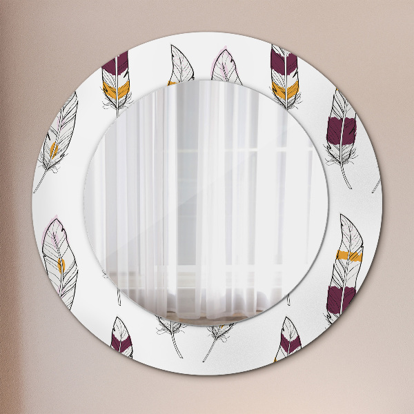 Round wall mirror decor Feathers
