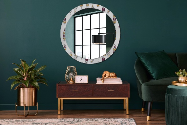 Round wall mirror decor Feathers