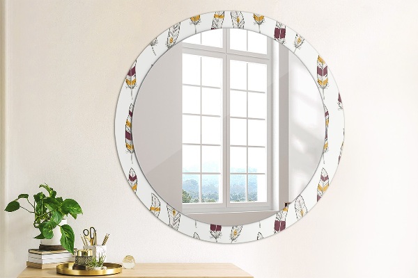 Round wall mirror decor Feathers