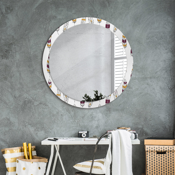 Round wall mirror decor Feathers