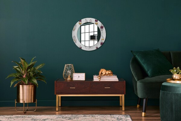 Round wall mirror decor Feathers
