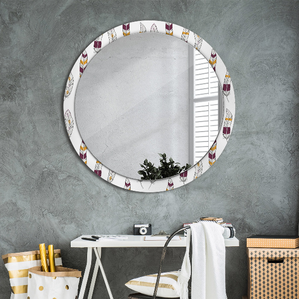 Round wall mirror decor Feathers
