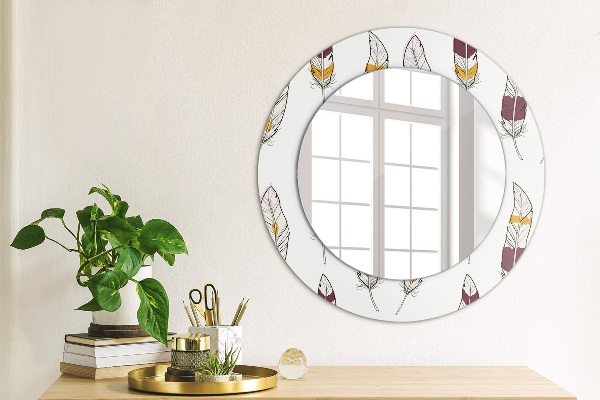 Round wall mirror decor Feathers
