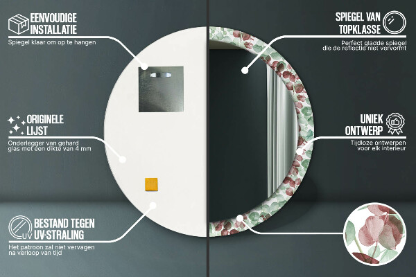 Round wall mirror decor Eucalyptus