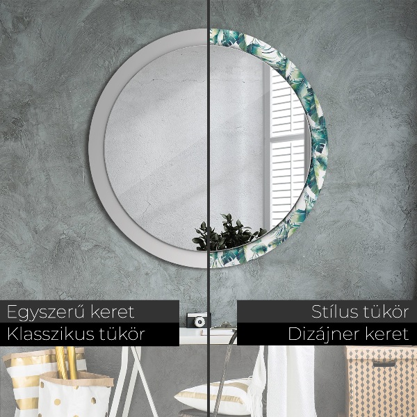 Round wall mirror decor Leaves