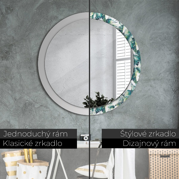 Round wall mirror decor Leaves