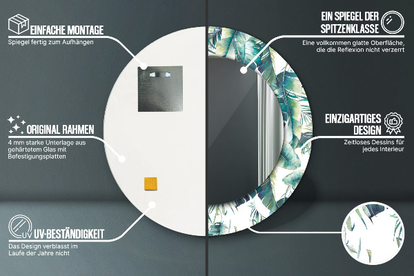 Round wall mirror decor Leaves