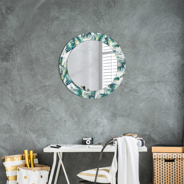 Round wall mirror decor Leaves