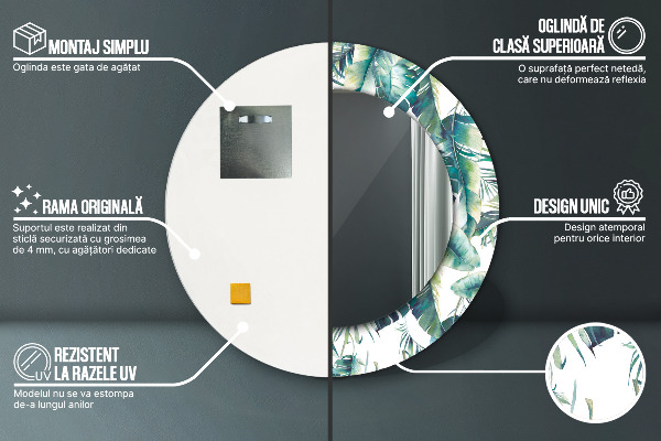 Round wall mirror decor Leaves