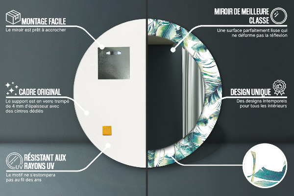 Round wall mirror decor Leaves