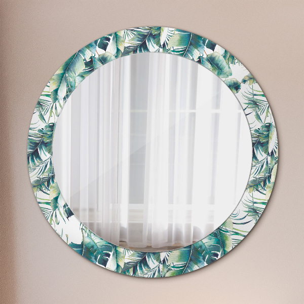 Round wall mirror decor Leaves
