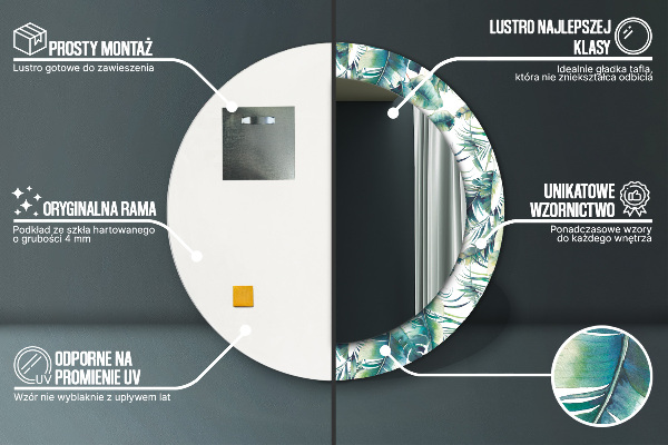 Round wall mirror decor Leaves