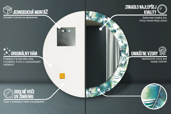 Round wall mirror decor Leaves