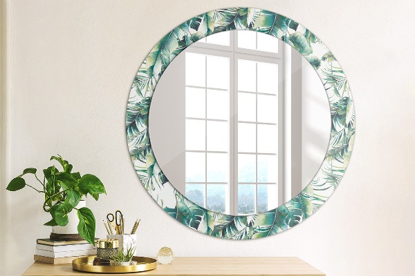 Round wall mirror decor Leaves