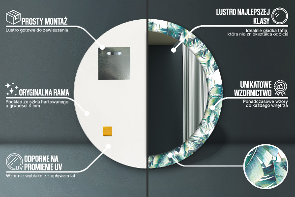 Round wall mirror decor Leaves