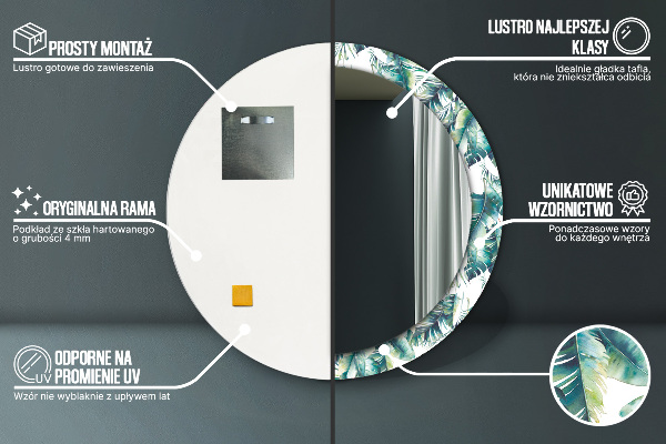 Round wall mirror decor Leaves