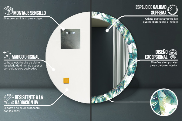 Round wall mirror decor Leaves