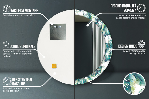 Round wall mirror decor Leaves