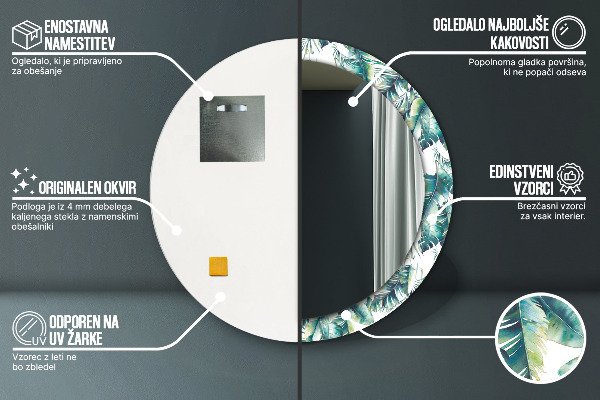 Round wall mirror decor Leaves