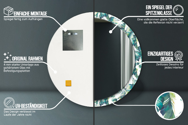 Round wall mirror decor Leaves