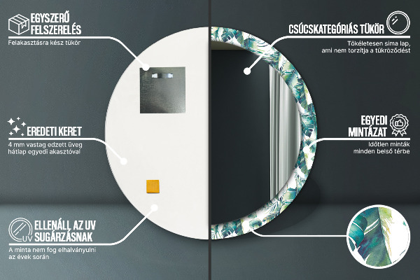 Round wall mirror decor Leaves