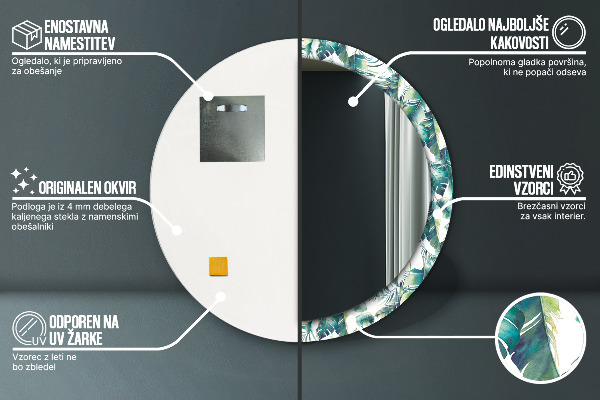 Round wall mirror decor Leaves