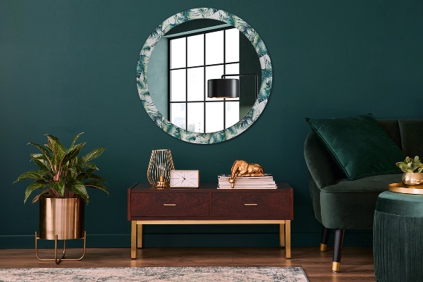 Round wall mirror decor Leaves