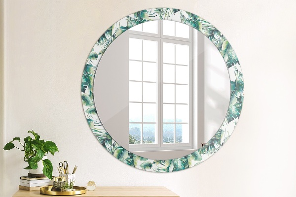 Round wall mirror decor Leaves